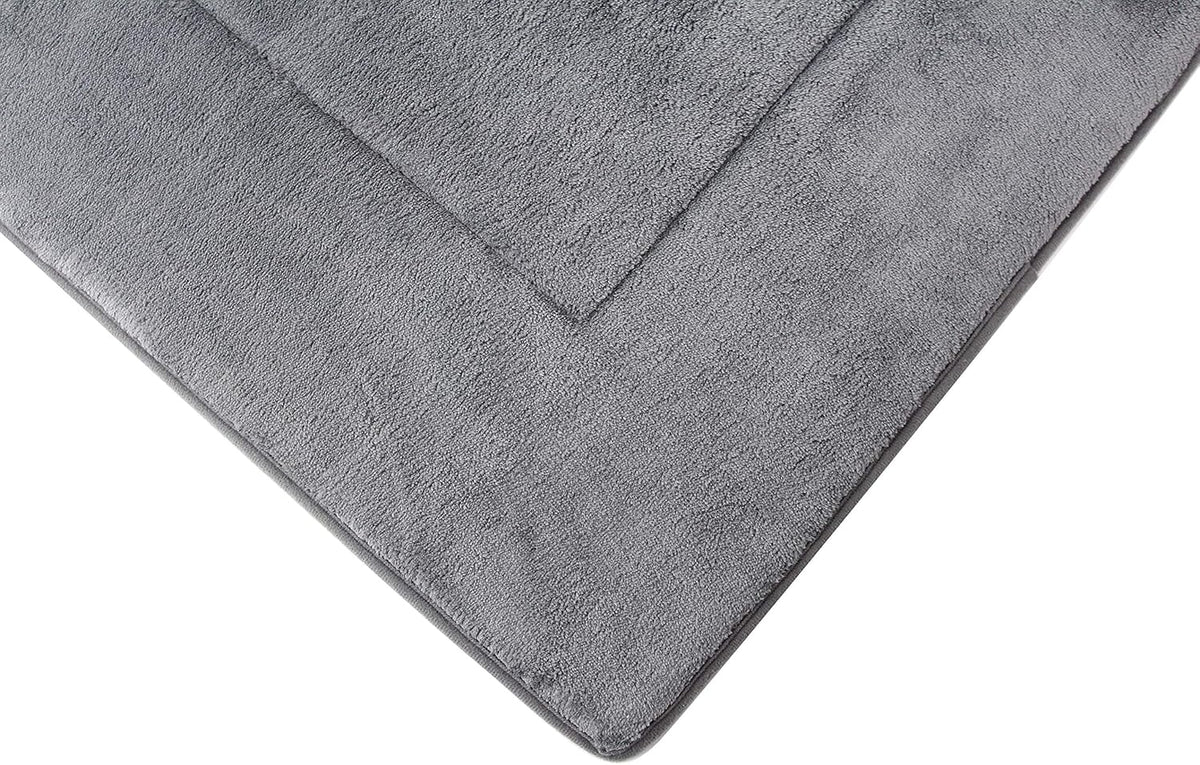 Bathroom Rugs, High Density Memory Foam Bath Mat, Absorbency & Non-Slip, Easy Care, Machine Washable Bath Mats for Bathroom, Shower&Tub, Modern Coral Velvet (Light Grey, 17" x 24")