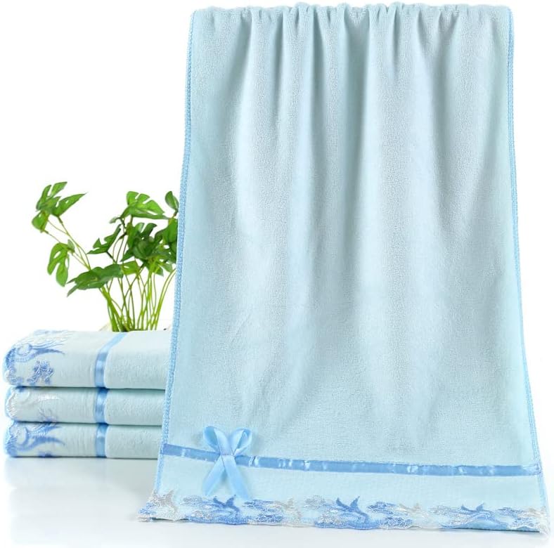 Lace Bath Towels, Purple Velvet Towels Set Luxury Super Soft Coral Hand Towel Absorbent & Durable Towels for Bathroom Daily Shower
