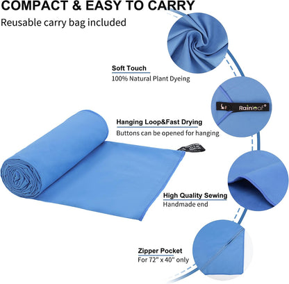 Microfiber Towel Quick Dry Camping & Travel & Gym Towel. Compact
