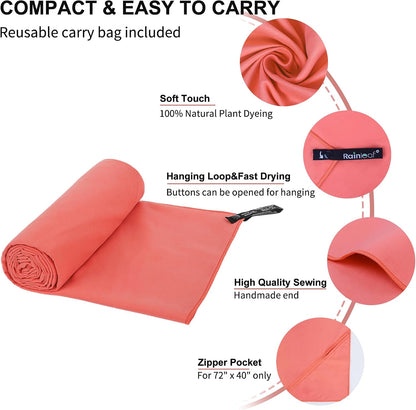 Microfiber Towel Quick Dry Camping & Travel & Gym Towel. Compact