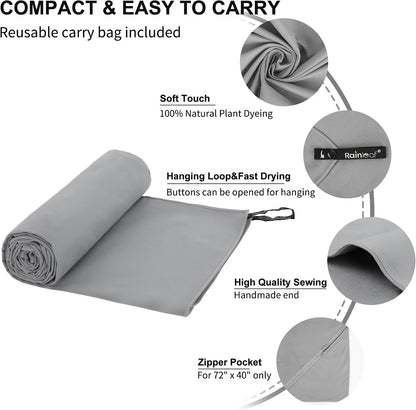 Microfiber Towel Quick Dry Camping & Travel & Gym Towel. Compact