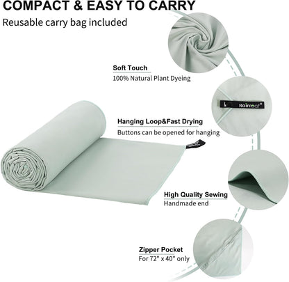 Microfiber Towel Quick Dry Camping & Travel & Gym Towel. Compact