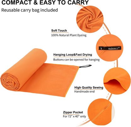 Microfiber Towel Quick Dry Camping & Travel & Gym Towel. Compact