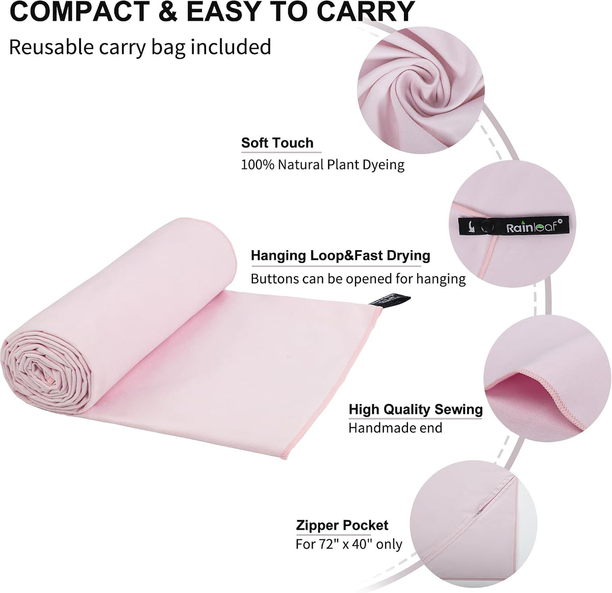 Microfiber Towel Quick Dry Camping & Travel & Gym Towel. Compact
