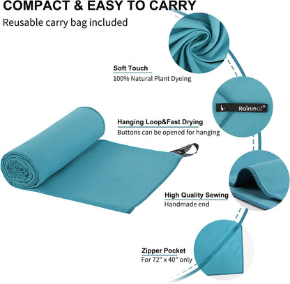 Microfiber Towel Quick Dry Camping & Travel & Gym Towel. Compact