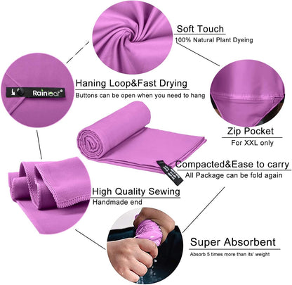 Microfiber Towel Quick Dry Camping & Travel & Gym Towel. Compact