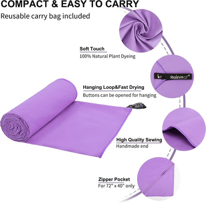 Microfiber Towel Quick Dry Camping & Travel & Gym Towel. Compact