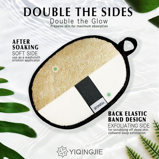 Natural Loofah Sponge Exfoliating Body Scrubber (3 Pack),Made with Eco-Friendly and Biodegradable Shower Luffa Sponge, Loofah for Women and Men, Beige