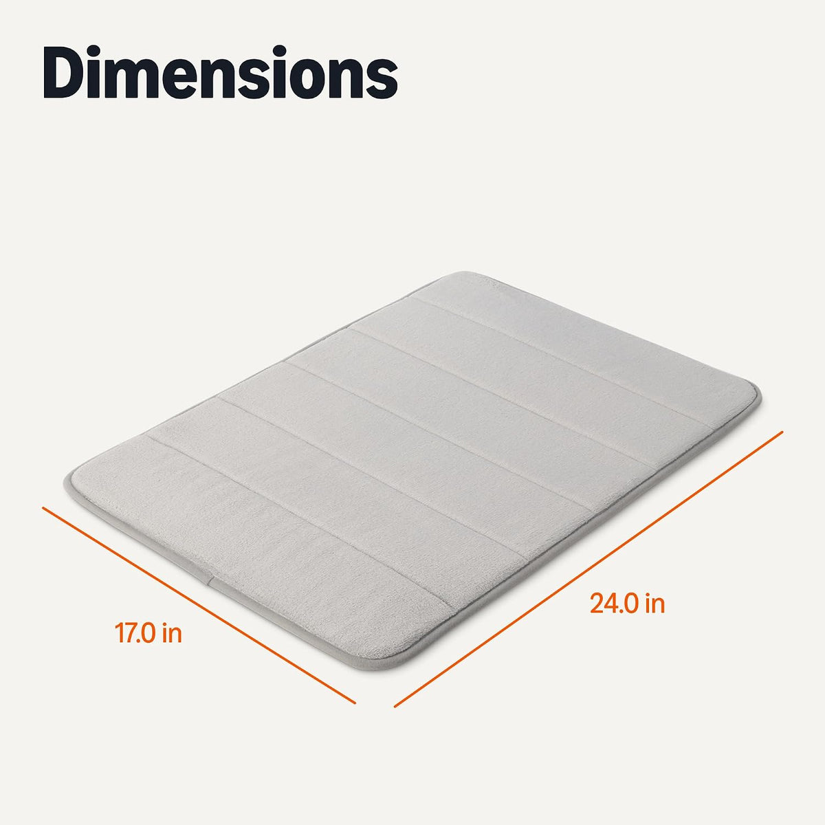 Absorbent & Fast Dry Plush Memory Foam Bath Mat, Non-Slip Backing, 17 x 24 in, Light Gray