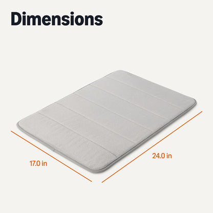 Absorbent & Fast Dry Plush Memory Foam Bath Mat, Non-Slip Backing, 17 x 24 in, Light Gray