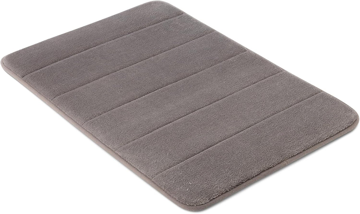 Absorbent & Fast Dry Plush Memory Foam Bath Mat, Non-Slip Backing, 17 x 24 in, Light Gray