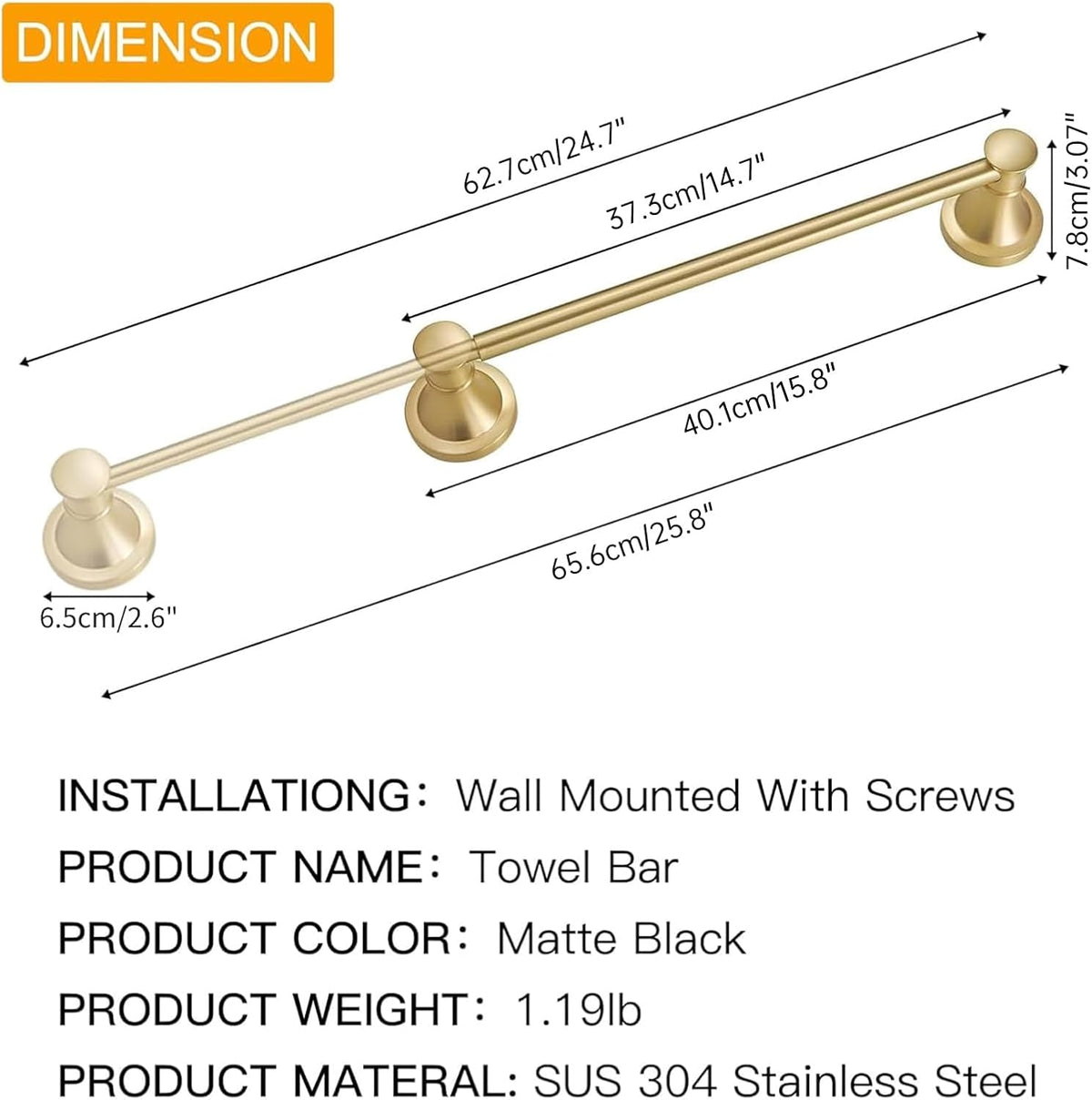 Towel Racks for Bathroom Wall Mounted Bath Towel Bar Oil Rubbed Bronze