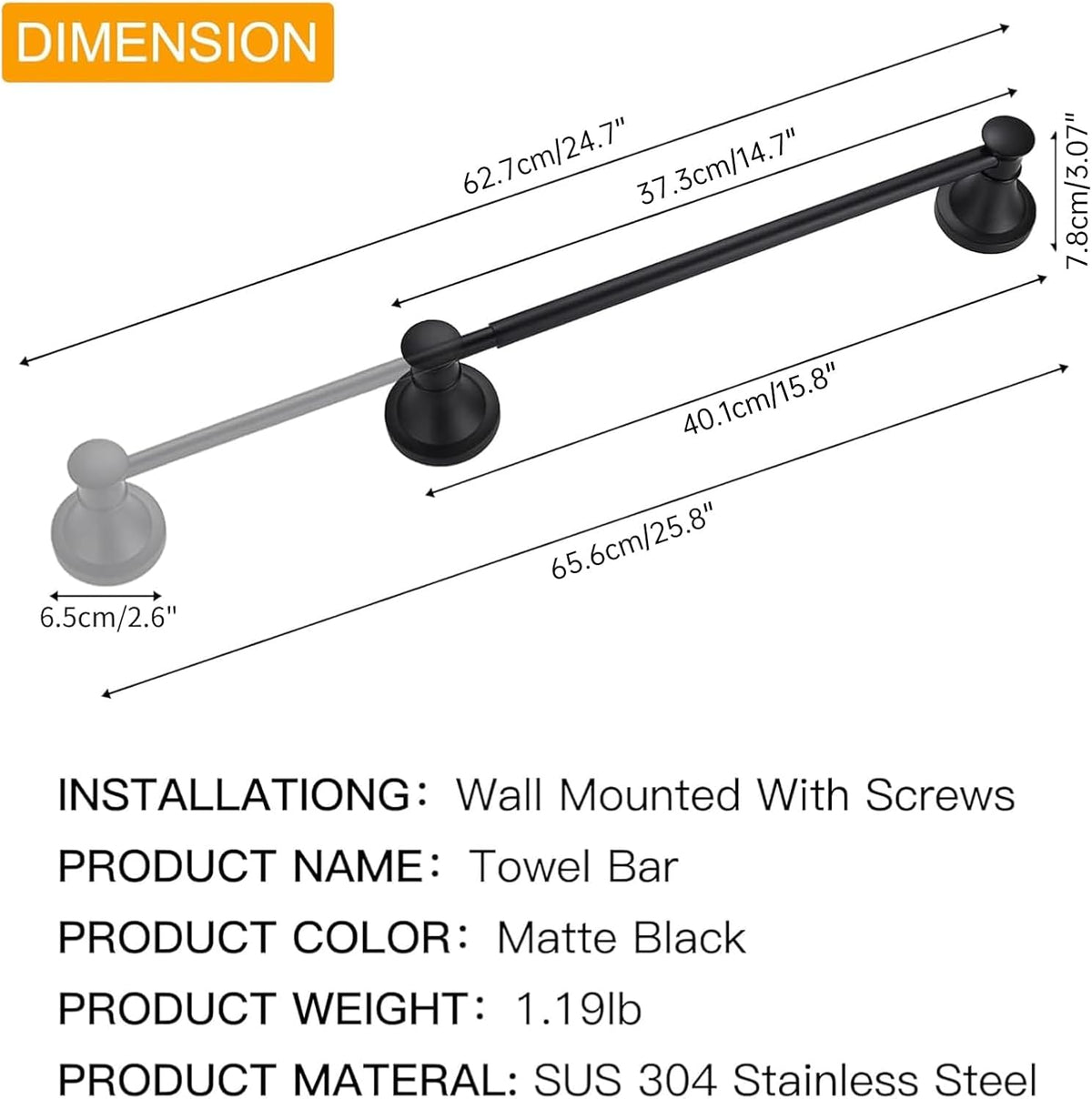 Towel Racks for Bathroom Wall Mounted Bath Towel Bar Oil Rubbed Bronze
