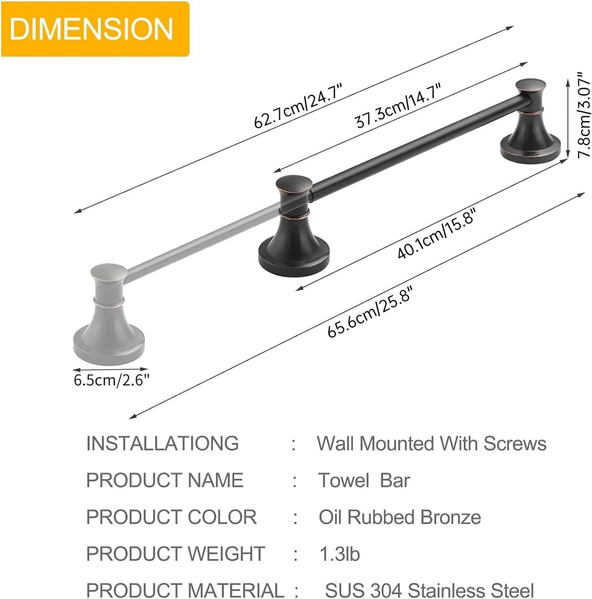 Towel Racks for Bathroom Wall Mounted Bath Towel Bar Oil Rubbed Bronze