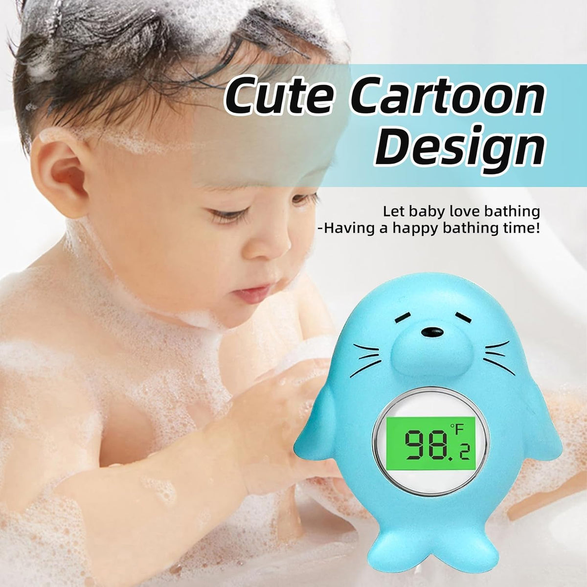 Baby Bath Thermometer - Floating Digital with LED Safety Alert | Floating、Baby Bath Thermometer、Digital、Water Temperature、Monitor、3-Color LED Alert、IP67 Waterproof、BPA-Free、Infant、Gift