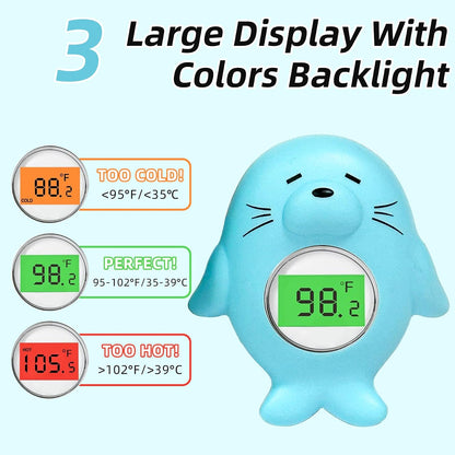 Baby Bath Thermometer - Floating Digital with LED Safety Alert | Floating、Baby Bath Thermometer、Digital、Water Temperature、Monitor、3-Color LED Alert、IP67 Waterproof、BPA-Free、Infant、Gift