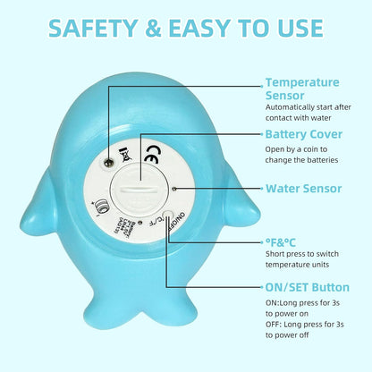 Baby Bath Thermometer - Floating Digital with LED Safety Alert | Floating、Baby Bath Thermometer、Digital、Water Temperature、Monitor、3-Color LED Alert、IP67 Waterproof、BPA-Free、Infant、Gift