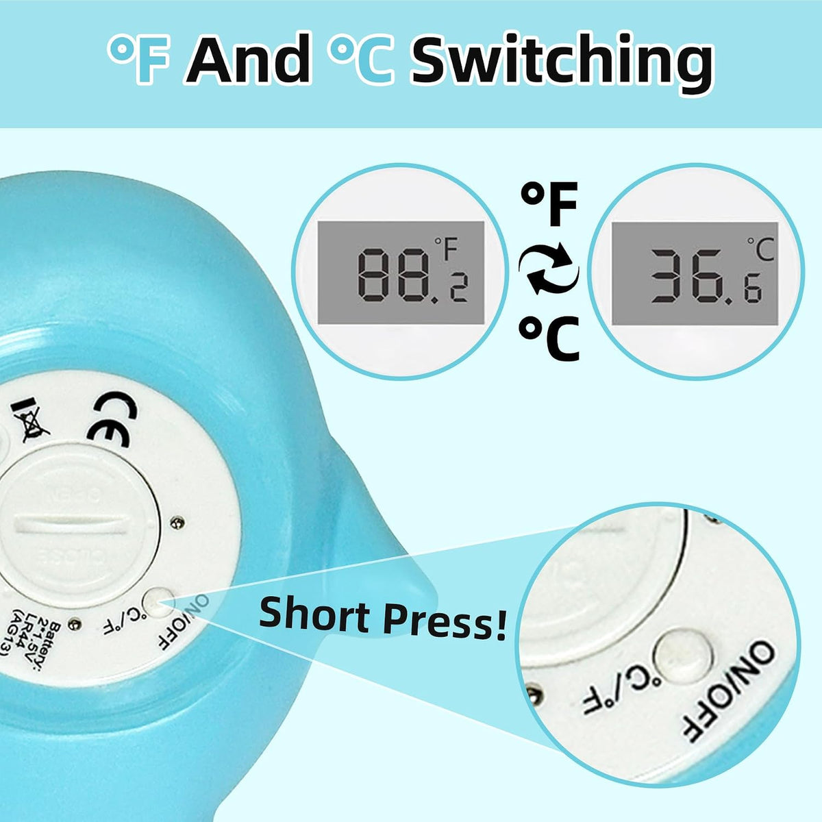 Baby Bath Thermometer - Floating Digital with LED Safety Alert | Floating、Baby Bath Thermometer、Digital、Water Temperature、Monitor、3-Color LED Alert、IP67 Waterproof、BPA-Free、Infant、Gift