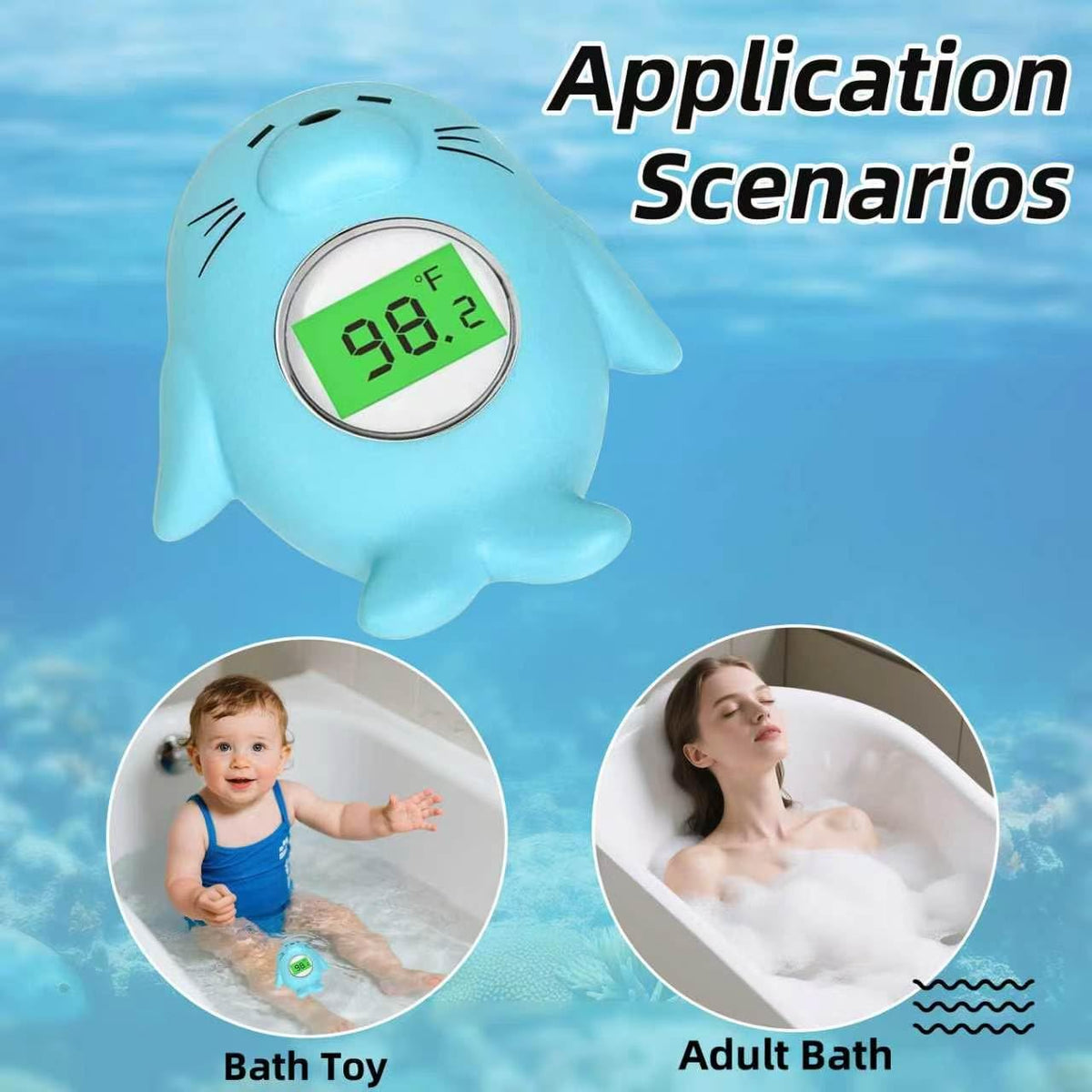 Baby Bath Thermometer - Floating Digital with LED Safety Alert | Floating、Baby Bath Thermometer、Digital、Water Temperature、Monitor、3-Color LED Alert、IP67 Waterproof、BPA-Free、Infant、Gift