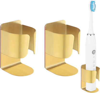 Electric Toothbrush Holder Wall Mount – No Drill 304 Stainless Steel Self Adhesive Bathroom Organizer for Toothbrush/Toothpaste/Facial/Razor – Space Saving Waterproof Rustproof – Silver