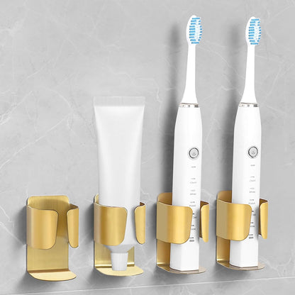 Electric Toothbrush Holder Wall Mount – No Drill 304 Stainless Steel Self Adhesive Bathroom Organizer for Toothbrush/Toothpaste/Facial/Razor – Space Saving Waterproof Rustproof – Silver