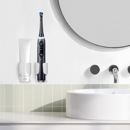 Electric Toothbrush Holder Wall Mount – No Drill 304 Stainless Steel Self Adhesive Bathroom Organizer for Toothbrush/Toothpaste/Facial/Razor – Space Saving Waterproof Rustproof – Silver