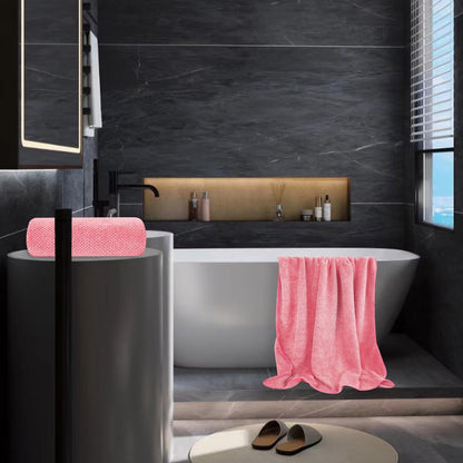 Towels Set 35x70 Inch Oversized Bath Sheets Towels for Adults Luxury Bath Towels Extra Large Sets for Bathroom Super Soft Highly Absorbent Microfiber Shower Towels 80% Polyester (2PCS Pink)