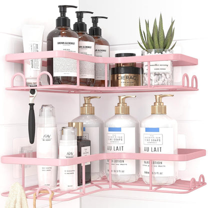 Black Corner Shower Caddy Adhesive No Drilling Bathroom Shelves