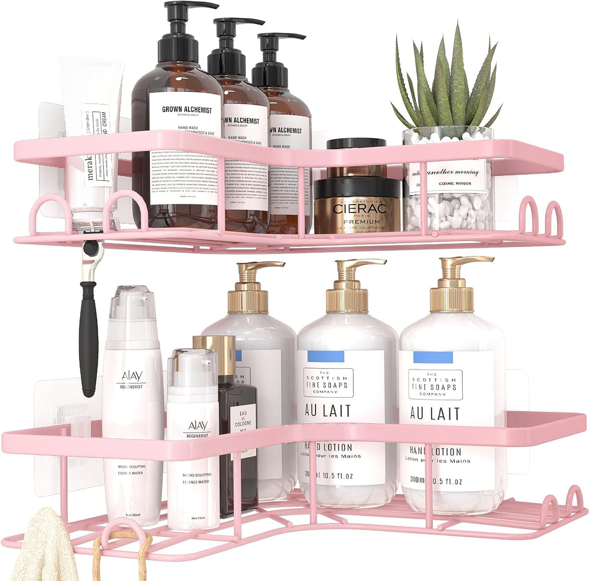 Black Corner Shower Caddy Adhesive No Drilling Bathroom Shelves