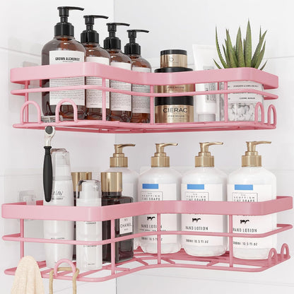 Black Corner Shower Caddy Adhesive No Drilling Bathroom Shelves