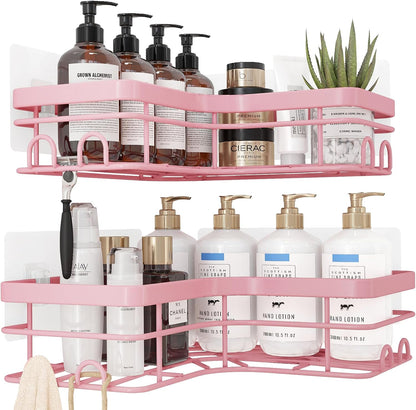 Black Corner Shower Caddy Adhesive No Drilling Bathroom Shelves