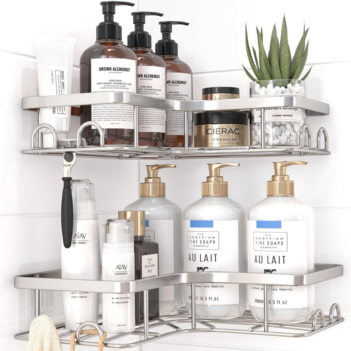 Black Corner Shower Caddy Adhesive No Drilling Bathroom Shelves