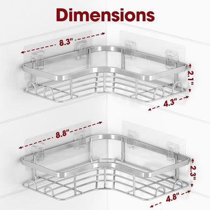 Black Corner Shower Caddy Adhesive No Drilling Bathroom Shelves