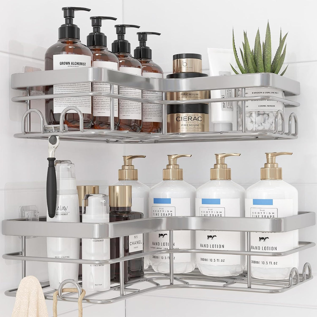 Black Corner Shower Caddy Adhesive No Drilling Bathroom Shelves
