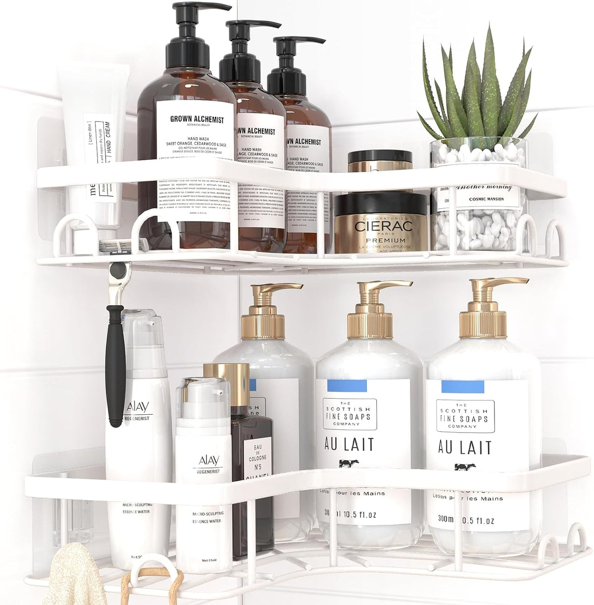 Black Corner Shower Caddy Adhesive No Drilling Bathroom Shelves