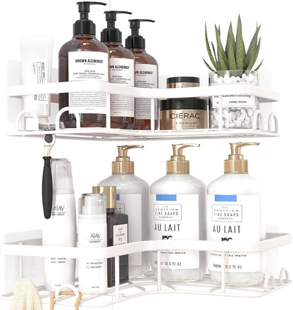 Black Corner Shower Caddy Adhesive No Drilling Bathroom Shelves