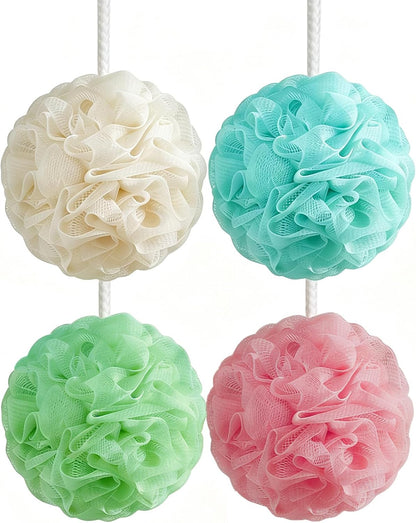 Loofah Sponge Soft Loofa Bath Sponges Luffa for Shower Women Men Kid | 4 Pack Luffa Exfoliating Shower Pouf , 60G Lufa Sponges Loofa Scrubbies for Body Wash