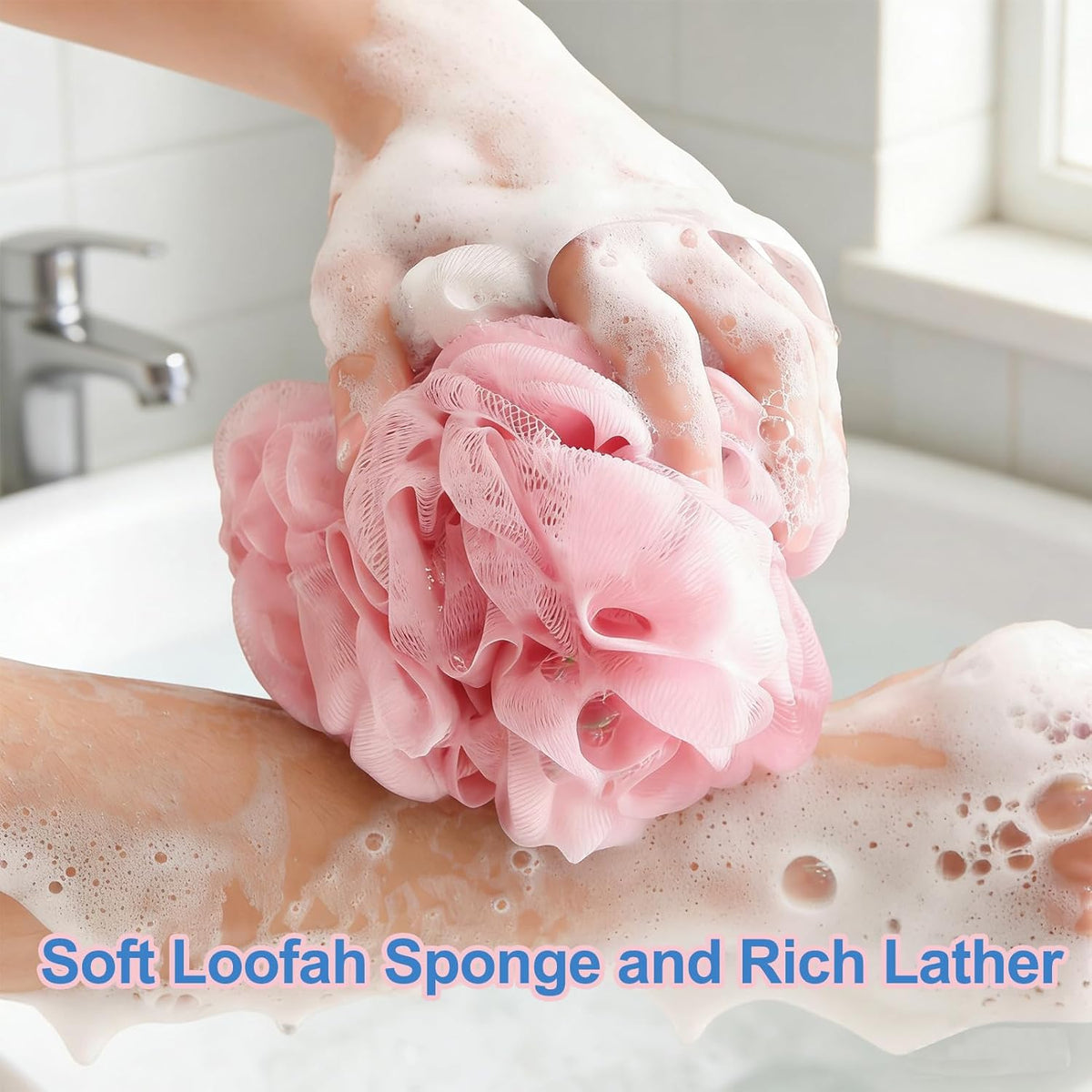Loofah Sponge Soft Loofa Bath Sponges Luffa for Shower Women Men Kid | 4 Pack Luffa Exfoliating Shower Pouf , 60G Lufa Sponges Loofa Scrubbies for Body Wash