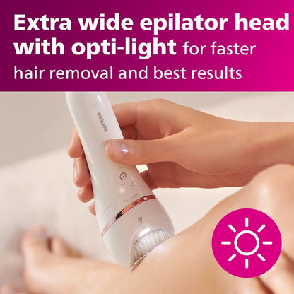 Philips Epilator Series 8000 5 in 1 Shaver for Women, Trimmer, Pedicure and Body Exfoliator with 9 Accessories, BRE740/14