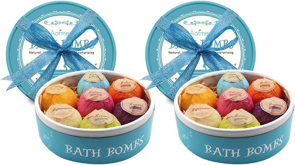 Bath Bombs, 7pcs Bubble Bath Bombs for Women, Natural Handmade Fizzies Gift Set, Spa Organic Bathbombs for Kids, Essential Oil Personal Care Bath Gift for Birthday Mothers Day Christmas