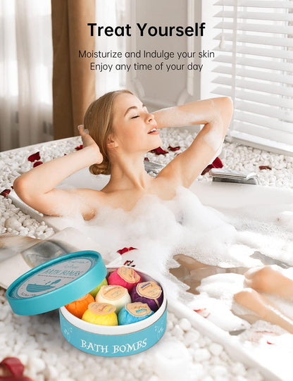 Bath Bombs, 7pcs Bubble Bath Bombs for Women, Natural Handmade Fizzies Gift Set, Spa Organic Bathbombs for Kids, Essential Oil Personal Care Bath Gift for Birthday Mothers Day Christmas