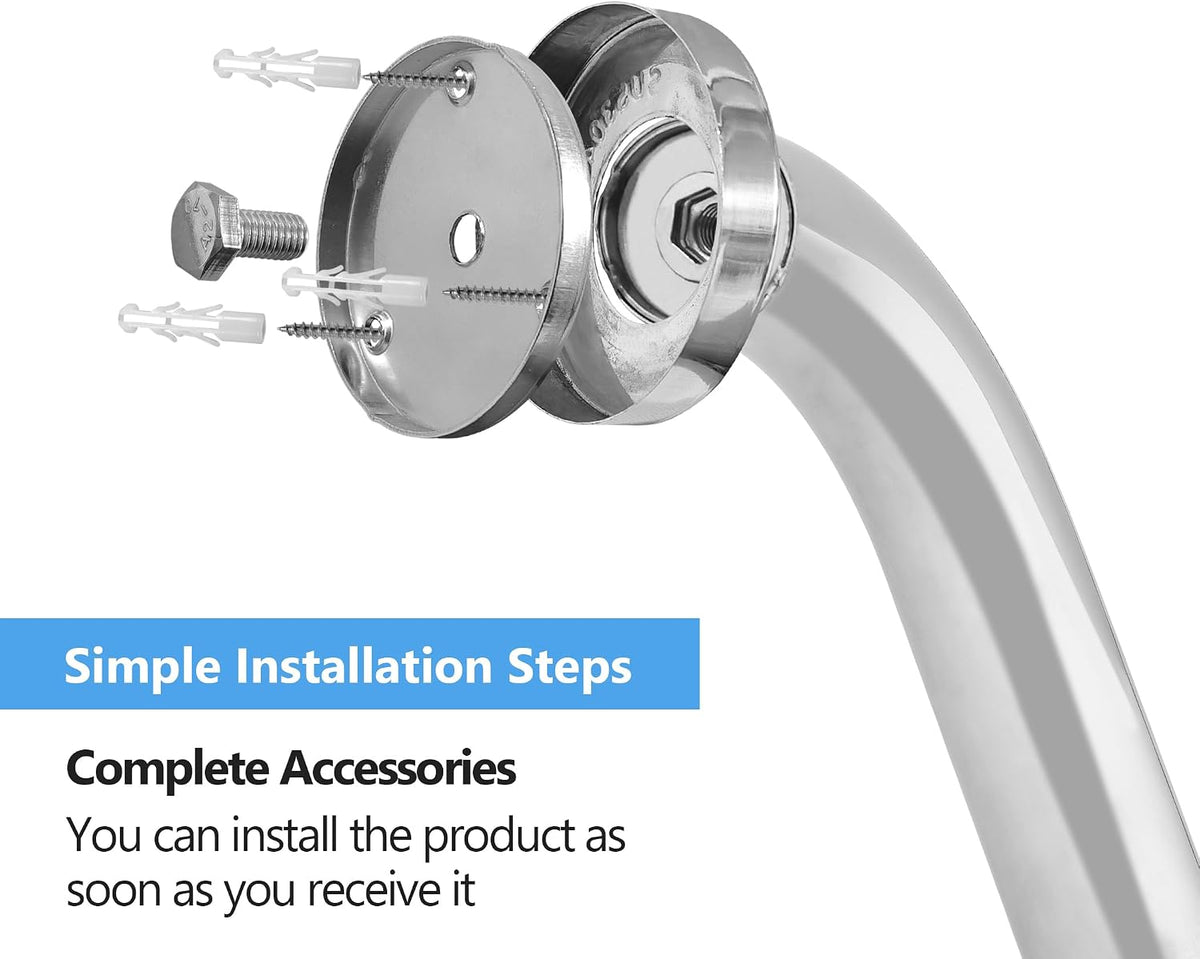 Shower Grab Bar, 2 Pack 12 Inch Bathroom Grab Bar, 304 Stainless Steel 1.25" Diameter Anti-Slip Handicap Grab Bar Support Shower Rail Senior Handrail Shower Safety Bar Handle