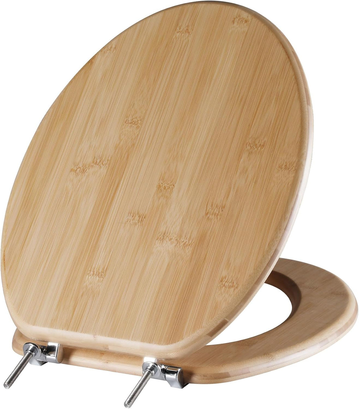 ROUND Bamboo Wood Toilet Seat Soft Close 16.5Inch