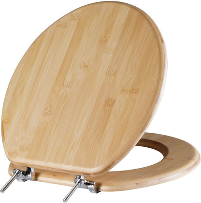 ROUND Bamboo Wood Toilet Seat Soft Close 16.5Inch
