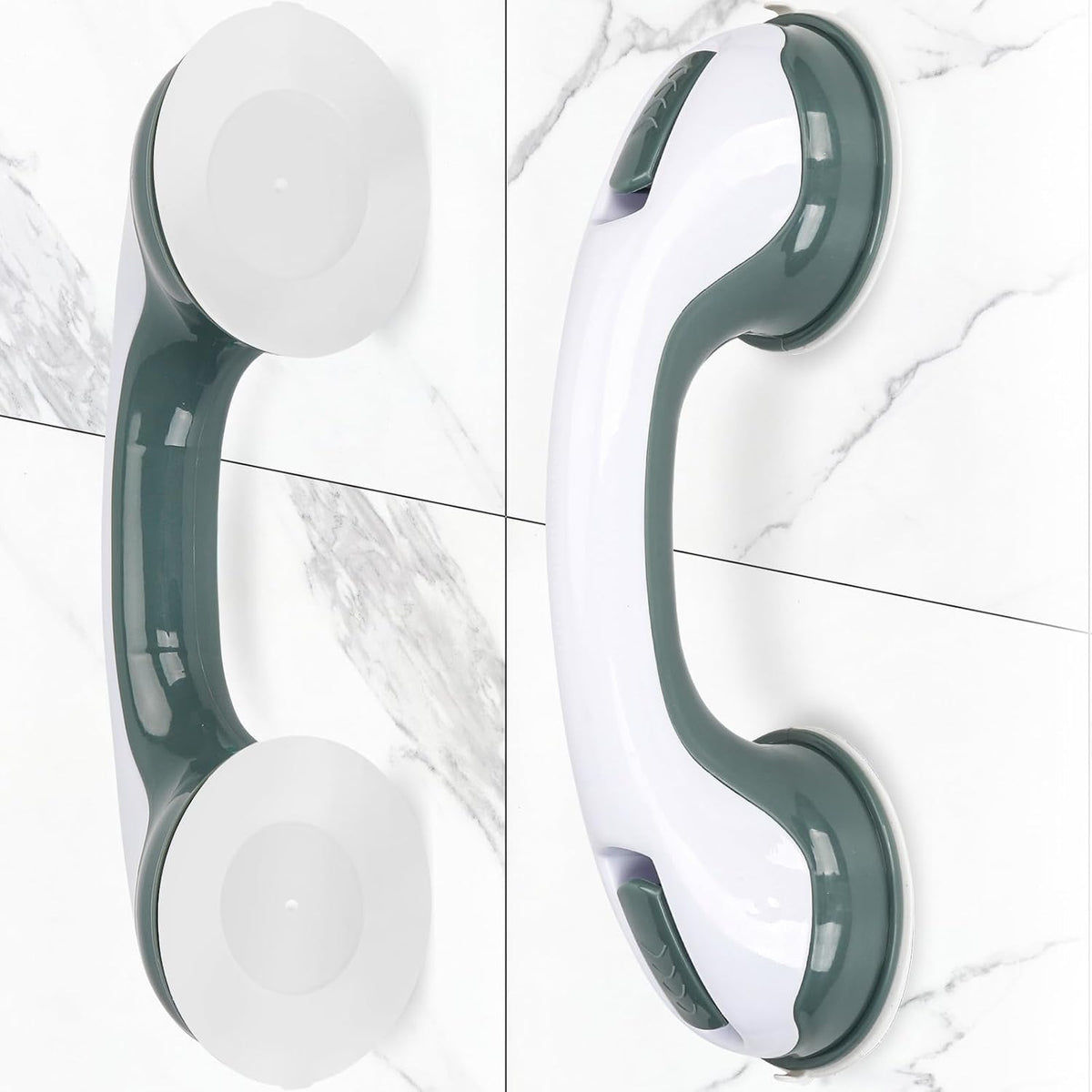 Shower Handle Grab Bars for Bathtubs & Showers, 12 inch Grab Bars for Bathroom with Strong Hold Suction Cup, Balance Bar Safety Hand Rail for Injury, Senior, Elderly Grey