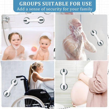 Shower Handle Grab Bars for Bathtubs & Showers, 12 inch Grab Bars for Bathroom with Strong Hold Suction Cup, Balance Bar Safety Hand Rail for Injury, Senior, Elderly Grey