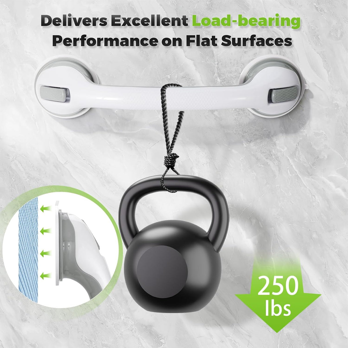 Shower Handle Grab Bars for Bathtubs & Showers, 12 inch Grab Bars for Bathroom with Strong Hold Suction Cup, Balance Bar Safety Hand Rail for Injury, Senior, Elderly Grey