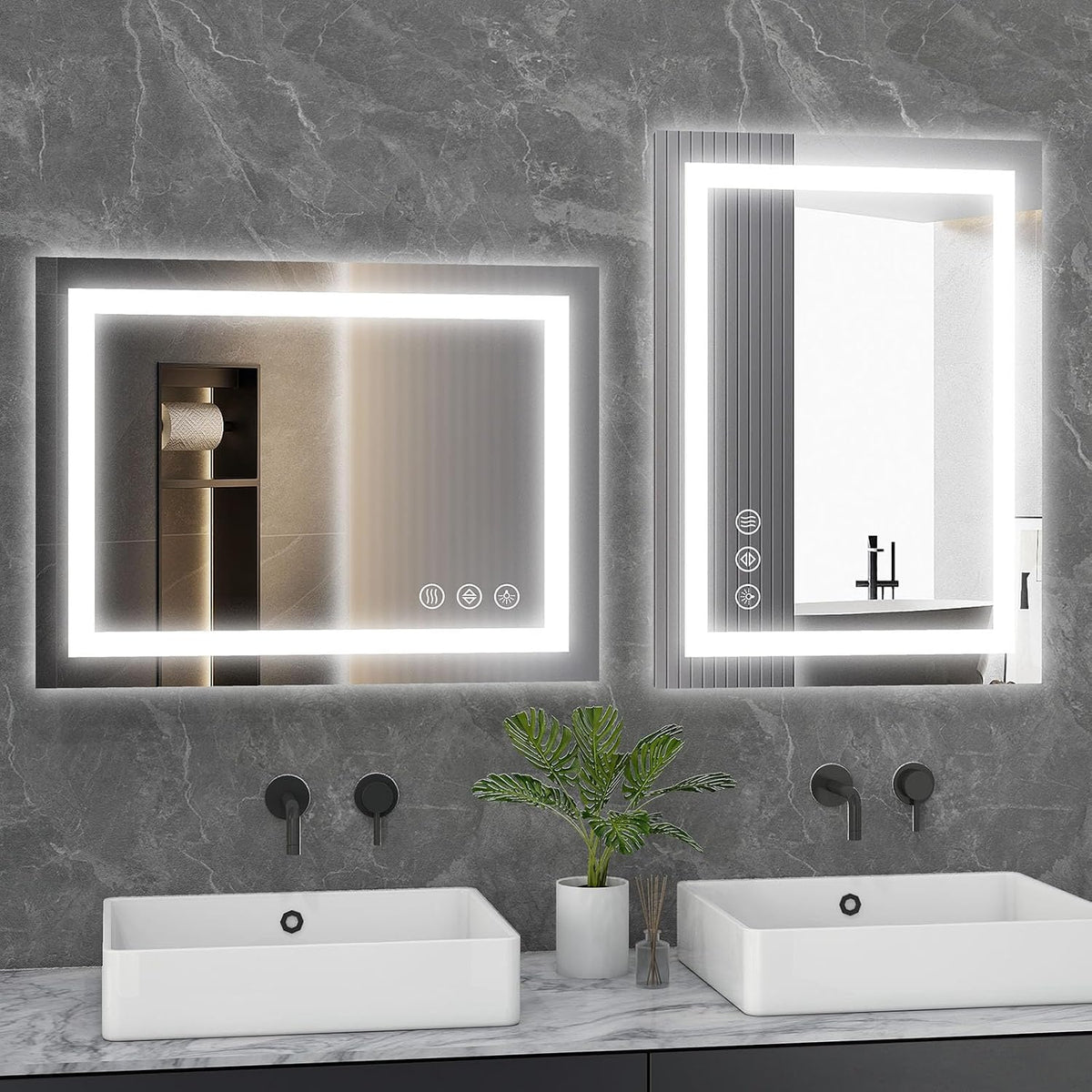 24"x 32" Smart Anti-Fog LED Bathroom Mirror with Lights and Front Light & Backlit, 3 Color Temperatures, Dimmable, Memory Function, Rectangle Modern Vanity Mirror
