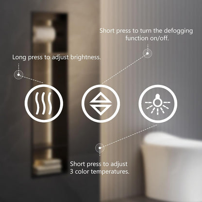24"x 32" Smart Anti-Fog LED Bathroom Mirror with Lights and Front Light & Backlit, 3 Color Temperatures, Dimmable, Memory Function, Rectangle Modern Vanity Mirror