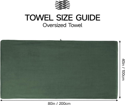 REDKISS Pack of 1 Jumbo Bath Sheet, 40 x 80 Inches Microfiber Oversized Bath Towel for Bathroom, Extra Large & Lightweight, Quick-Dry, Super Soft & Highly Absorbent, Perfect to Wrap Yourself In, Olive